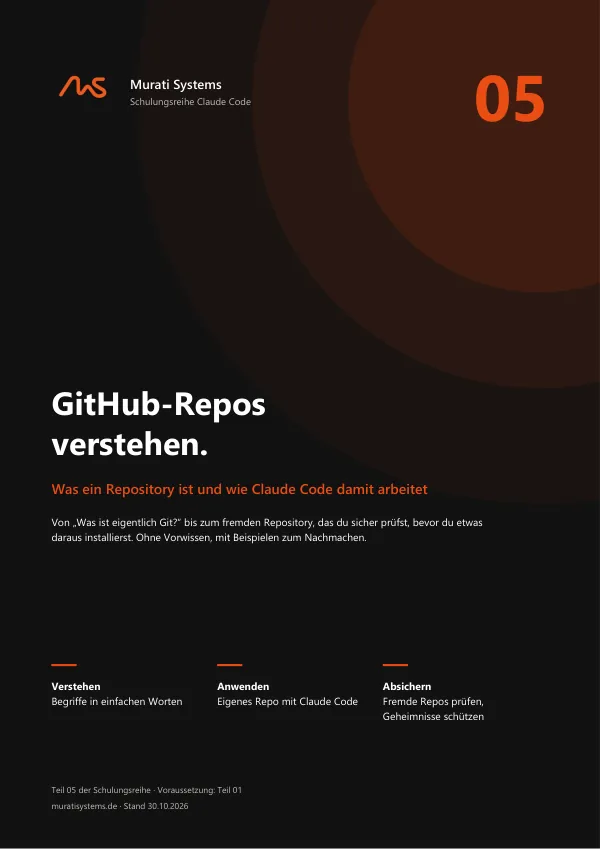 Deckblatt des Hefts „GitHub-Repos verstehen“